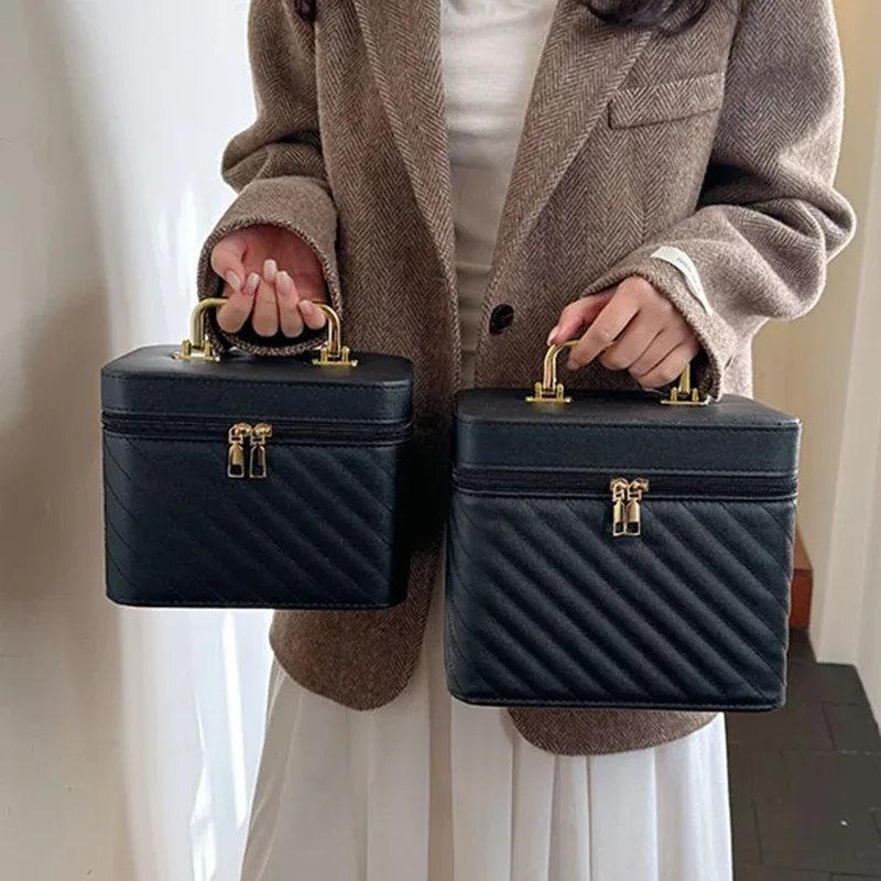 trousse de maquillage en pu pour femme, sac de toilette cosmétique, boîte à cosmétiques, valise de rangement pour maquillage