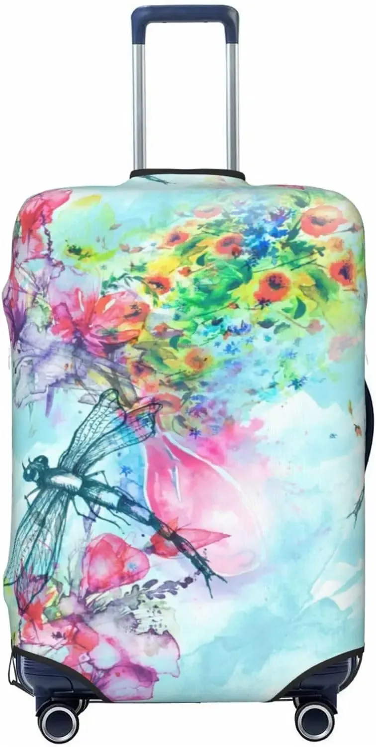 juste de valise florale libellules, d343-verde, housse de protection pour bagages, bagages de voyage, housses de bagages d'aéroport, convient à 18 "-32"