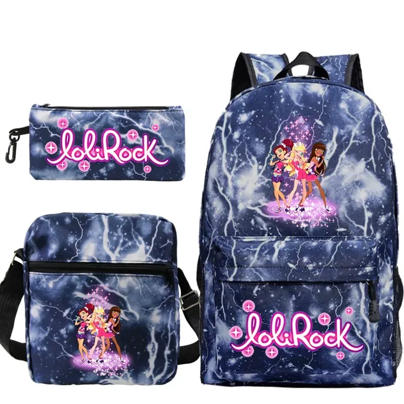 ensemble de sac à dos lolirock mignon pour garçons et filles, sacs d'école animés, sac à dos de voyage pour hommes et femmes, cadeau pour adolescents, 3 pièces