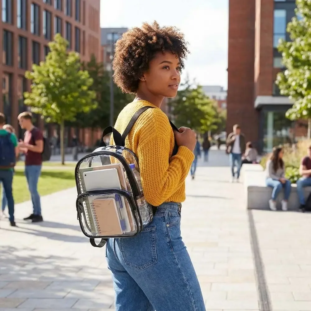 mini sac à dos transparent approuvé pour les stades, sac à dos en pvc transparent résistant et imperméable pour les concerts, les festivals, le travail et les voyages