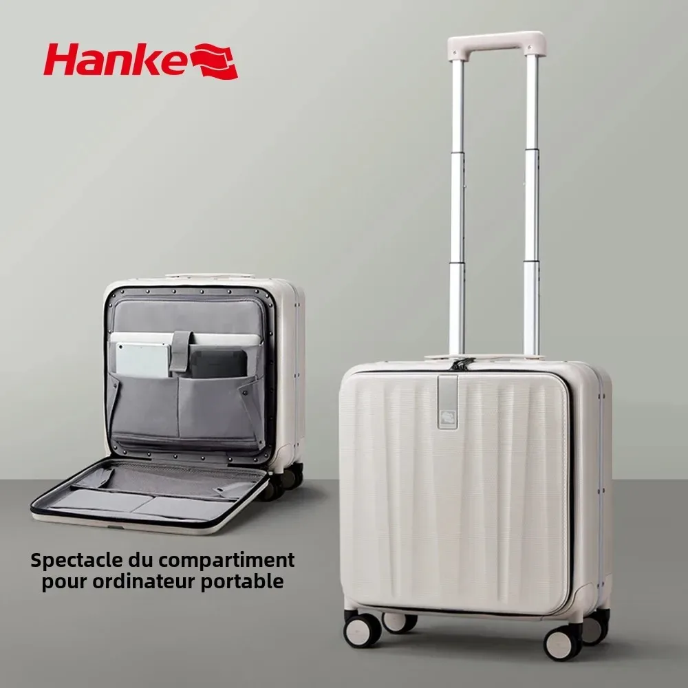 hanke-valise à main avec cadre en aluminium, bagage à roulettes, cabine d'embarquement, roue tournante pc, serrure tsa, design esthétique, 7mm, 18 po, 20 po