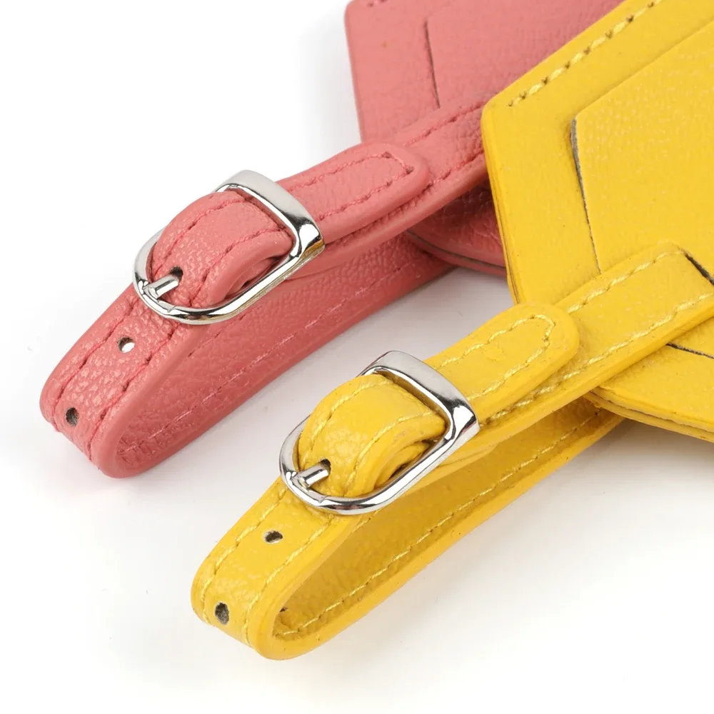 étiquettes de bagage en cuir pu, accessoires de voyage pour femmes et hommes, porte-nom et adresse pour valise, étiquettes d'embarquement, plusieurs couleurs disponibles