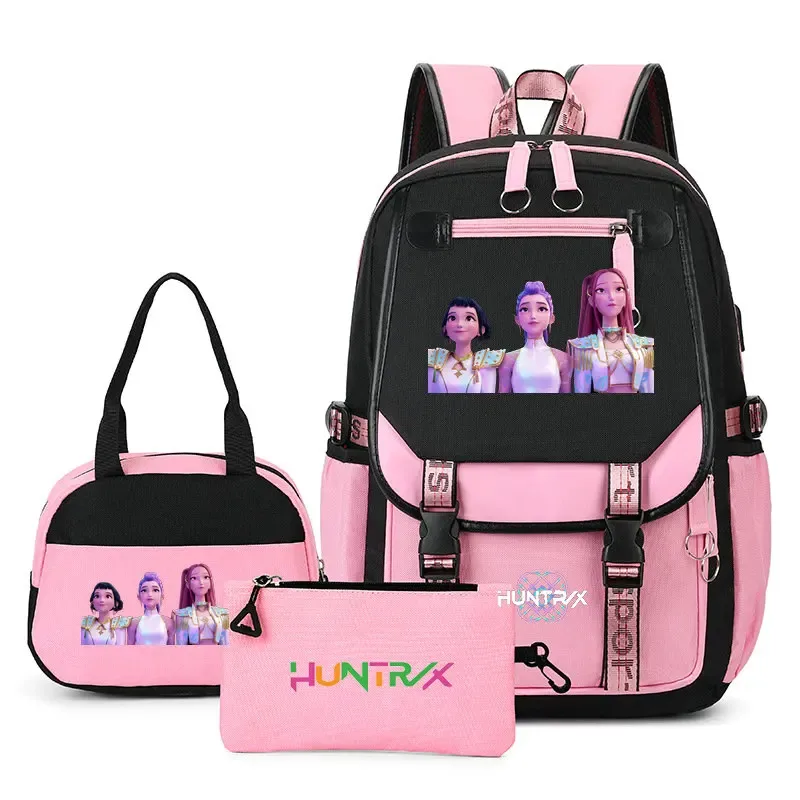 sacs à dos tendance k-pop demon hunters pour adolescentes, sacs à bandoulière, trousse à crayons, ensemble de sacs d'école pour étudiants, sac de voyage mochila