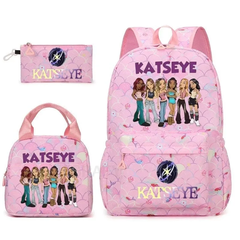 sac à dos tendance katseye amusant pour filles, enfants, étudiants, sac à dos double épaule, sac de voyage pour adolescents, sac à crayons, sac à déjeuner, sac à livres, cartable