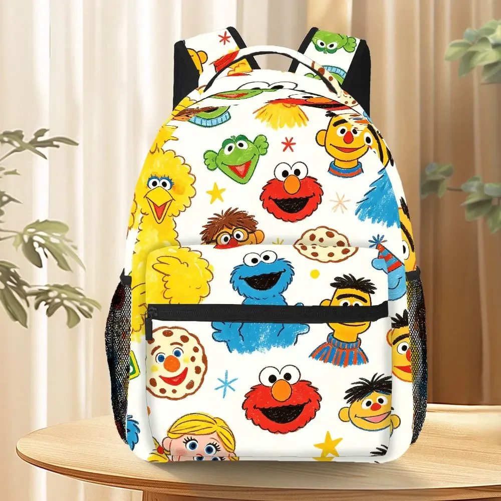sac à dos imprimé sesame street, sac d'école avec dessin animé elmo cookie monster, sac à dos de grande capacité pour voyage en plein air, cadeau