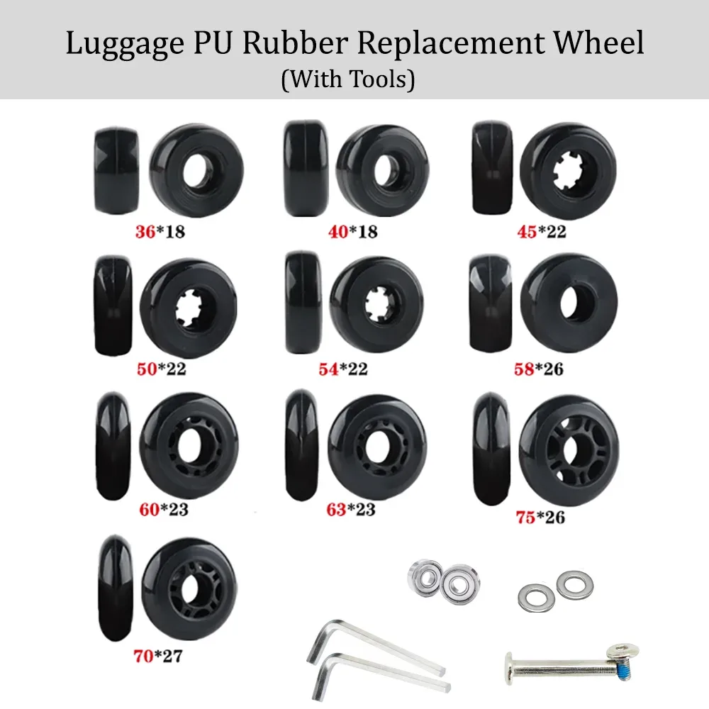 rouleaux de compression en caoutchouc pu pour bagages, roue de remplacement, valise à roulettes, boîte à mot de passe de voyage, accessoires de réparation, degré d'usure