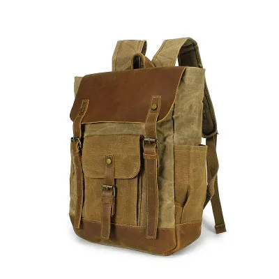 sac à dos pour homme, sac à dos d'ordinateur portable imperméable pour voyage, sac à dos vintage en toile cirée, sac à dos en cuir pour homme, sac d'école