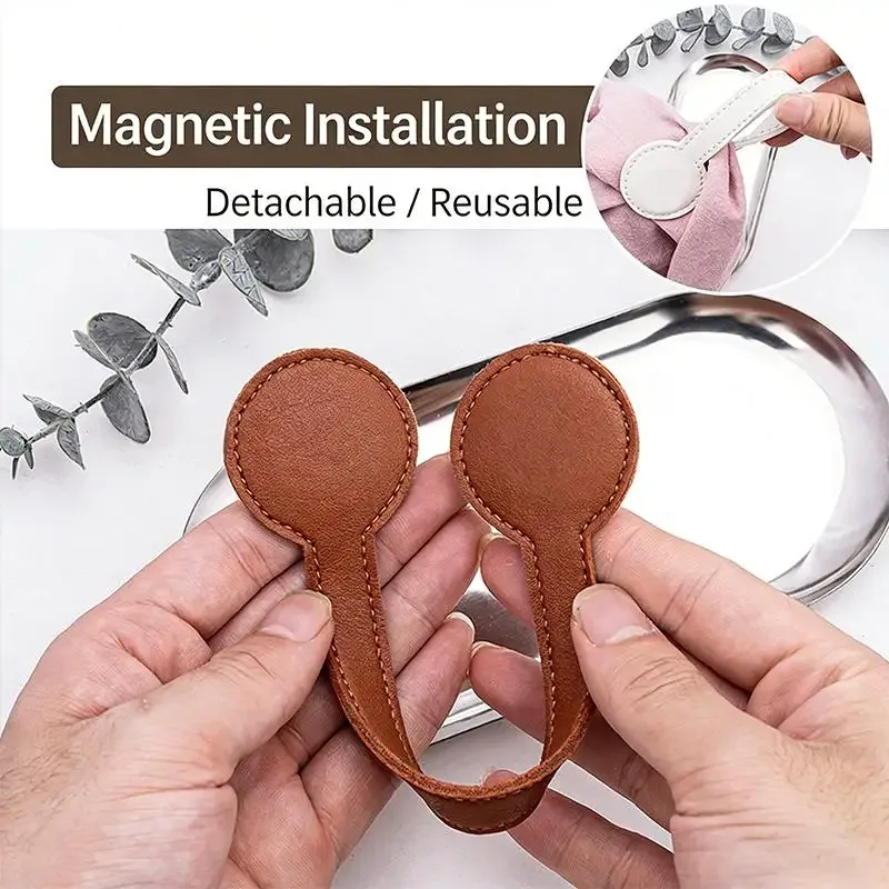 clip magnétique multifonctionnel en cuir pu pour chapeau, clip organisateur rond à aimant puissant, accessoire de sac de voyage
