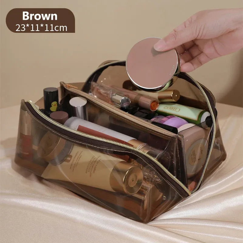 sac de maquillage transparent pour femmes, oreiller de grande capacité, organisateur de voyage, rangement de toilette, sac de toilette portable pour dames, sacs à cosmétiques à fermeture éclair