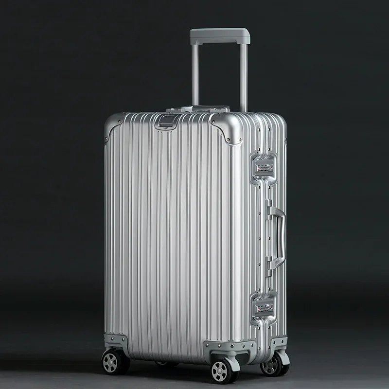 valise aluminium silencieuses toupies poignée confortable 360 degres roues cadre renforce traction alliage élégante voyage grande taille
