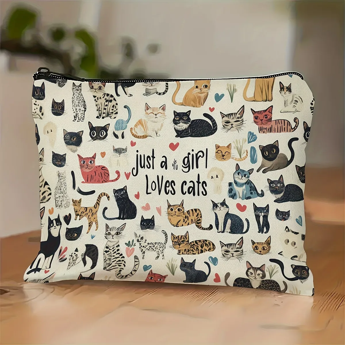 sac à cosmétiques chic vintage imprimé chat, pochette de maquillage légère pour femmes et hommes, porte-monnaie, sac de rangement, trousse à crayons à fermeture éclair