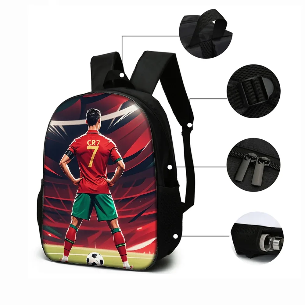 ensemble de sacs à dos 3 pièces à motif étoile de football cr7 – sac à dos décontracté de grande capacité avec pochette et sac fourre-tout assortis, parfait pour le quotidien