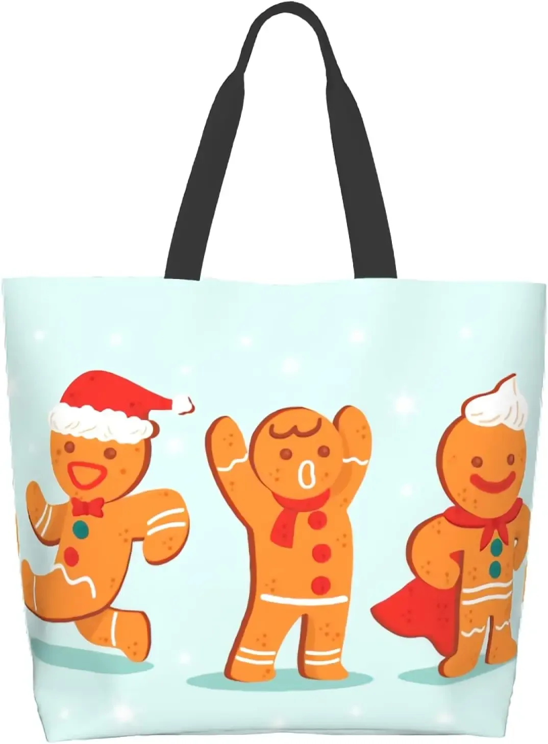 sac fourre-tout bonhomme en pain d'épice pour femme, sac à main de noël, sac à provisions, sac cadeau de plage, travail en plein air, canne en bonbon