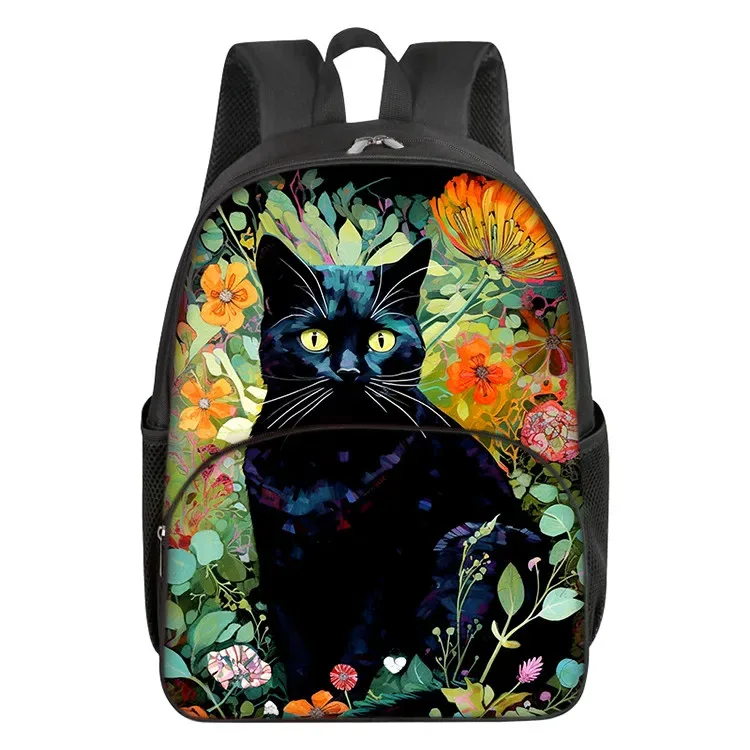 sac à dos scolaire mignon pour garçons et filles, motif chat de dessin animé 2d, avec poche avant tendance, fermeture éclair, imperméable, idée cadeau idéale