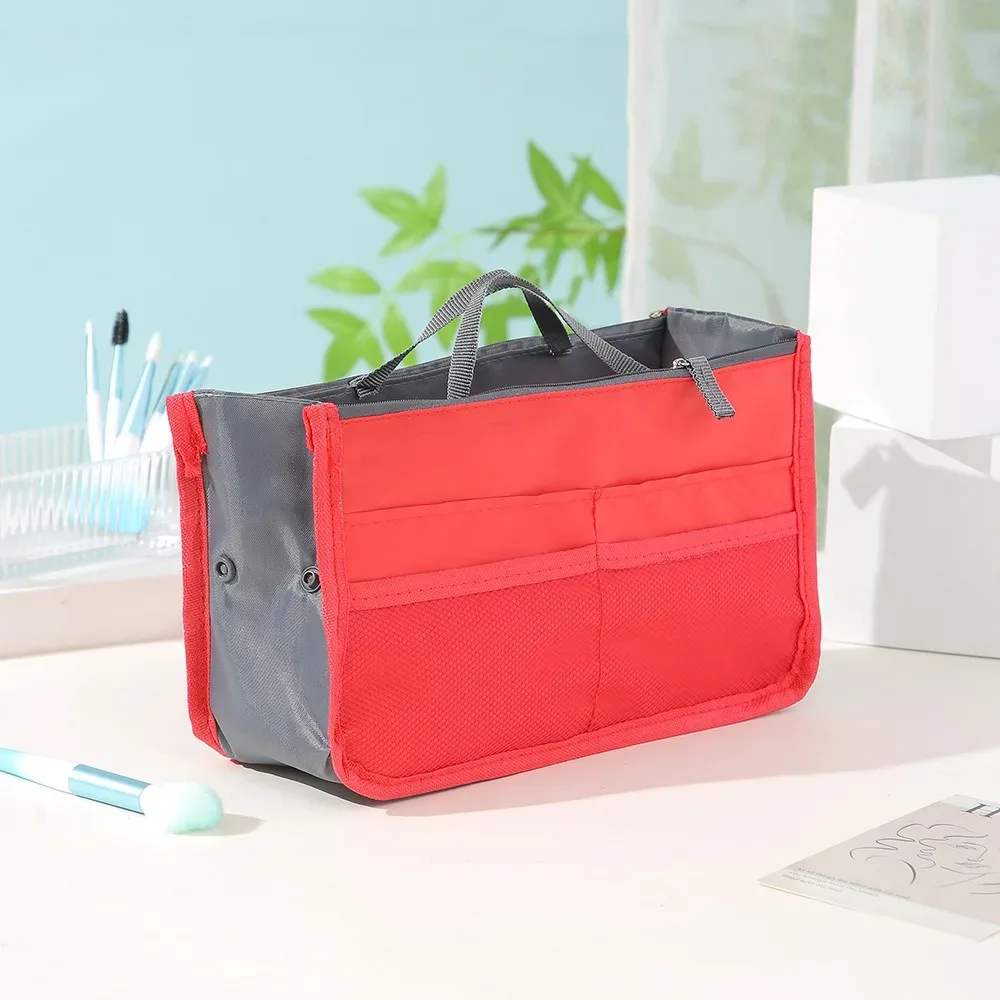 trousse de maquillage multifonctionnelle de grande capacité, sac de rangement portable à double fermeture éclair pour articles de toilette, sac de rangement de voyage pour maman, cosmétiques multi-poches