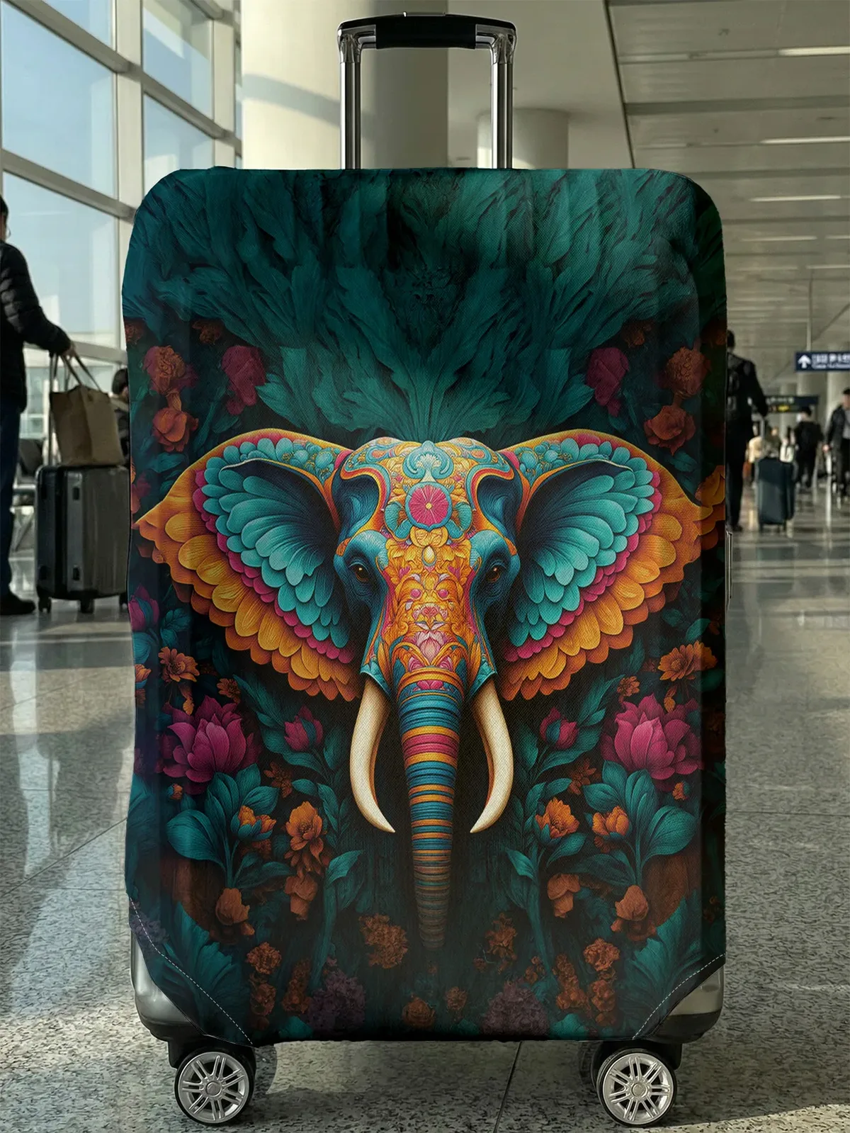 housse de protection pour bagages elephant flower, adaptée aux housses de 18 à 32 pouces, gants de protection pour poignée, accessoires de voyage