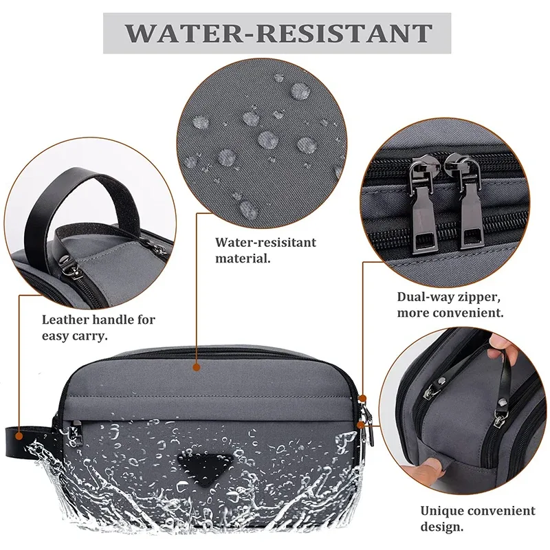 nouveau sac de toilette de voyage pour hommes, grande capacité, tissu oxford, organisateur de maquillage cosmétique, kits dopp de rasage avec double compartiments