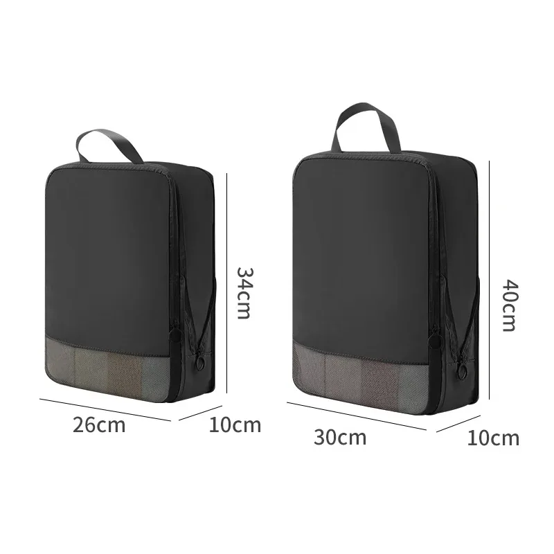 organisateur voyage polyester beige bandes verticales poignées latérales compresseur sac chaussures pochette rangement housse vêtements kaki rose