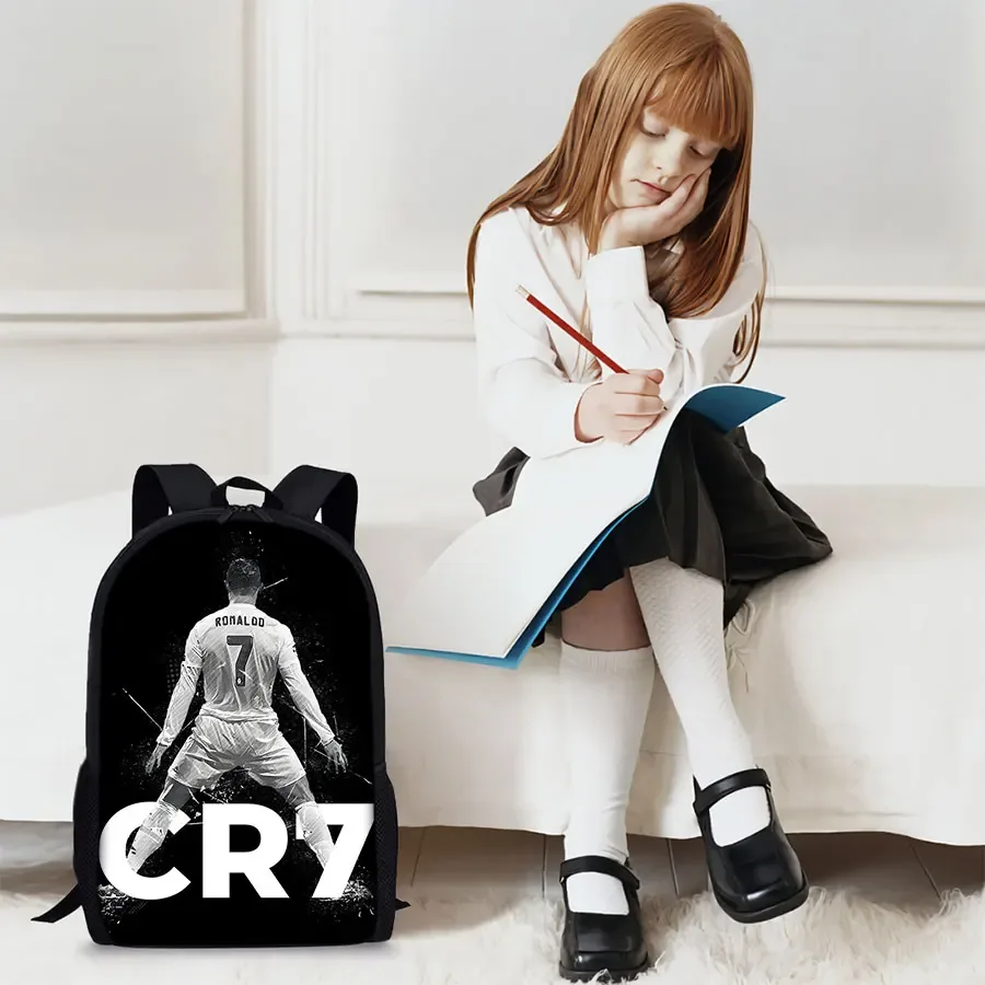 sac à dos monocouche imprimé football noir pour garçons/filles, meilleurs cadeaux, sac d'école dessin animé 2d plat pour enfants