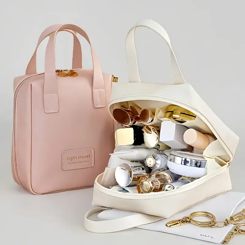 trousse de maquillage de voyage portable de grande capacité, organisateur de cosmétiques haut de gamme, sac de rangement de toilette élégant pour cosmétiques