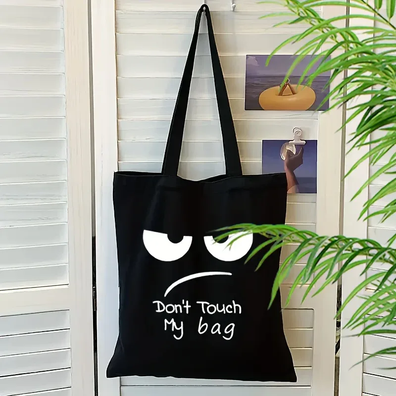 sac à main à imprimé amusant, grand sac fourre-tout léger avec visage humoristique, élégant et décontracté, adapté pour le shopping, sacs à bandoulière pliables