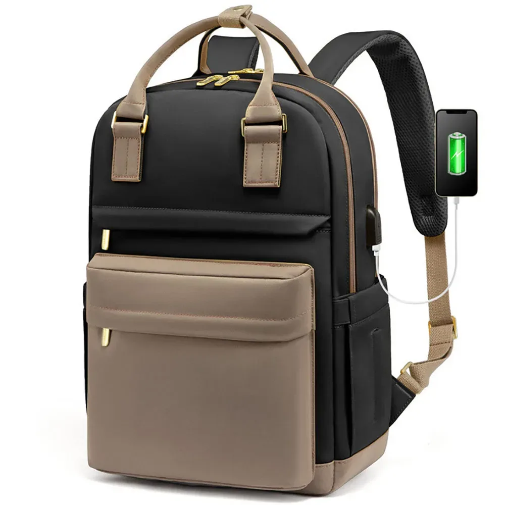 sac à dos pour ordinateur portable de 15,6 pouces pour femmes, avec port usb, grande capacité, sac de voyage étanche, sac à dos vintage