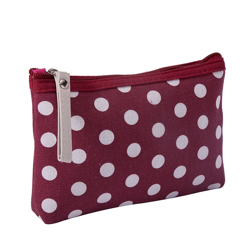 sac de maquillage en toile imprimé de points, sacs à cosmétiques pour femmes, trousse de toilette, organisateur de téléphone, pochette pour clé de téléphone, porte-monnaie, sac à cosmétiques de voyage