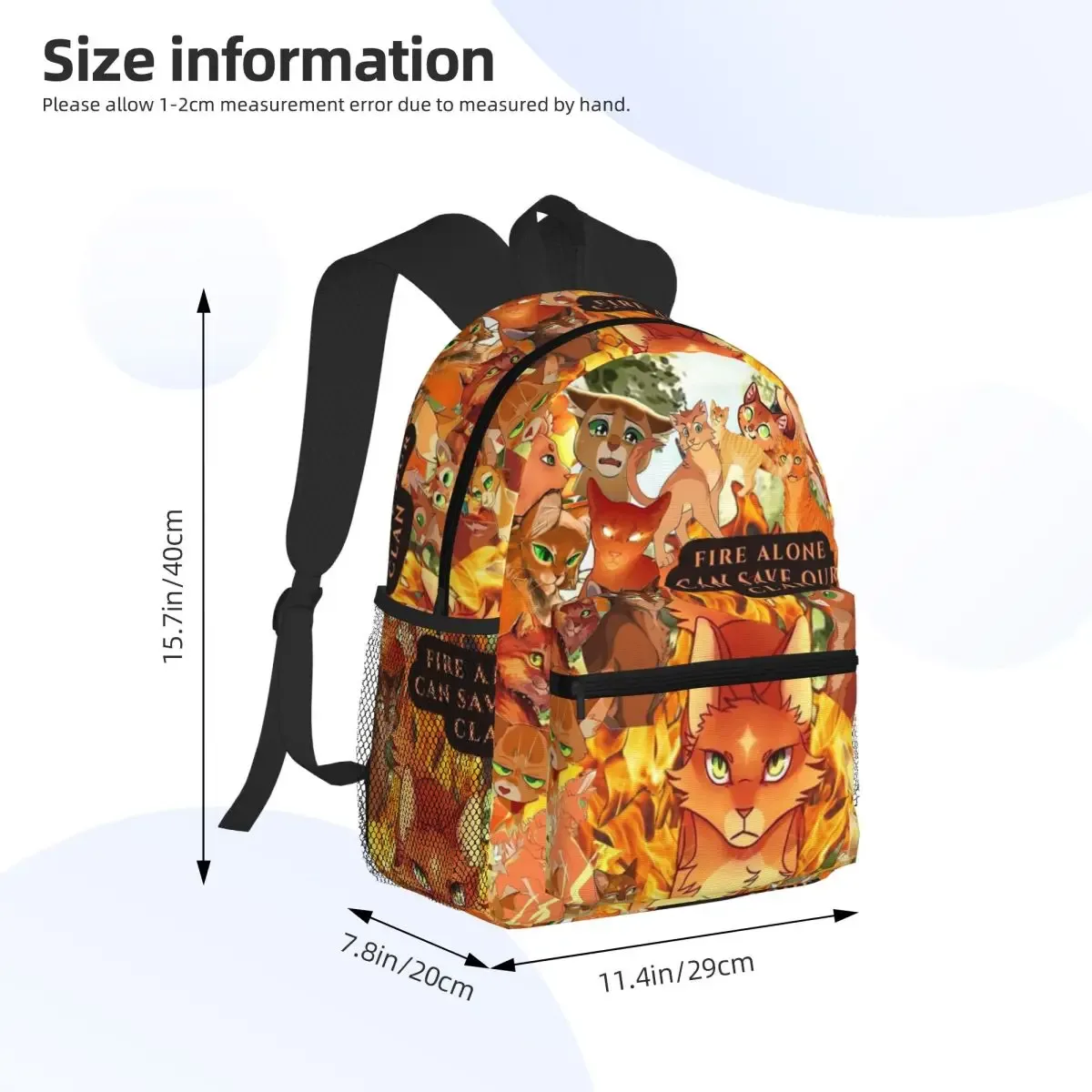 four warriors warrior cats sac à dos pour étudiants, sac d'école, sac à dos de randonnée, sac de voyage pour garçons et filles, sac à bandoulière