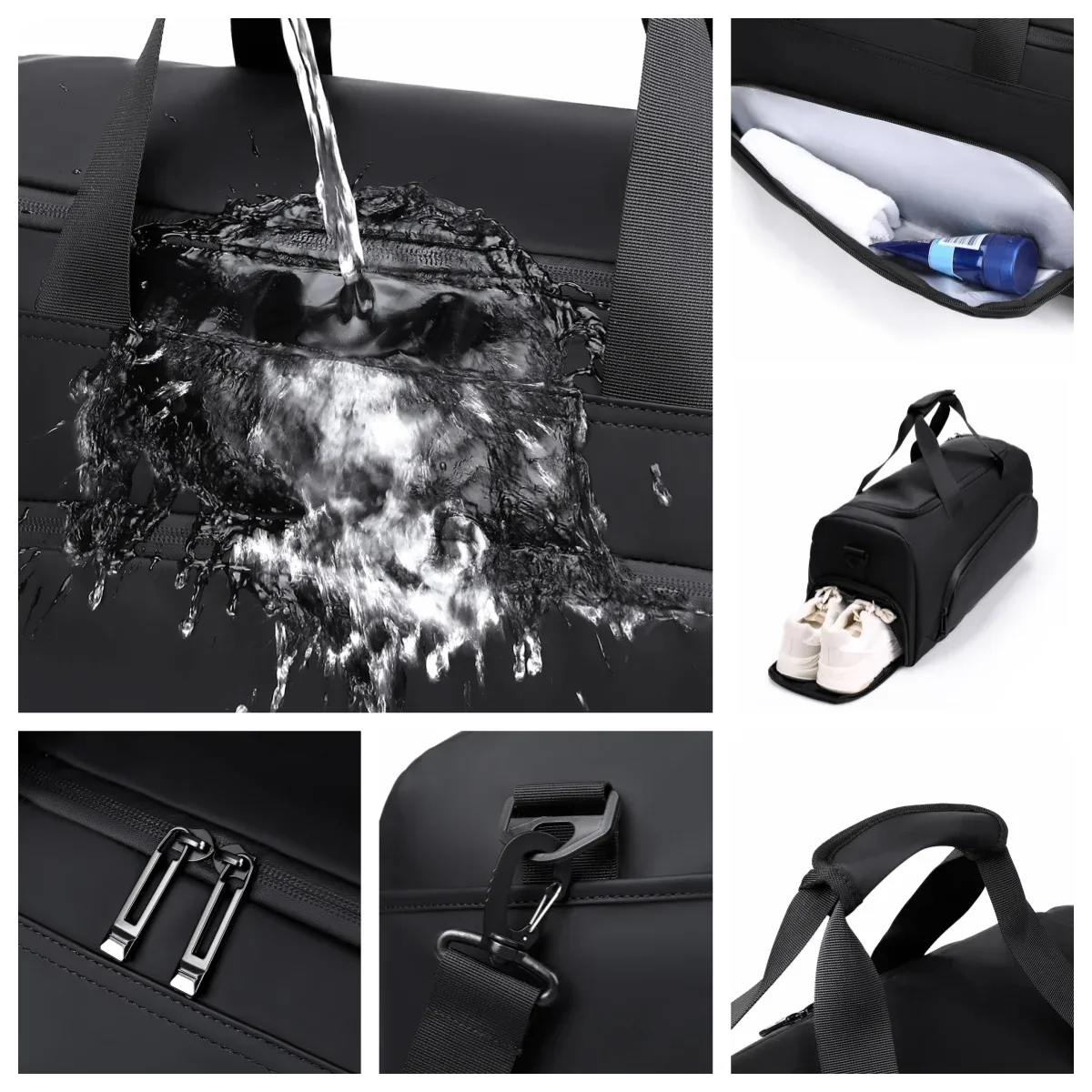sac de sport, sac à main de grande capacité, sac de voyage portable, multi-compartiments avec rangement pour chaussures, parfait pour les vacances
