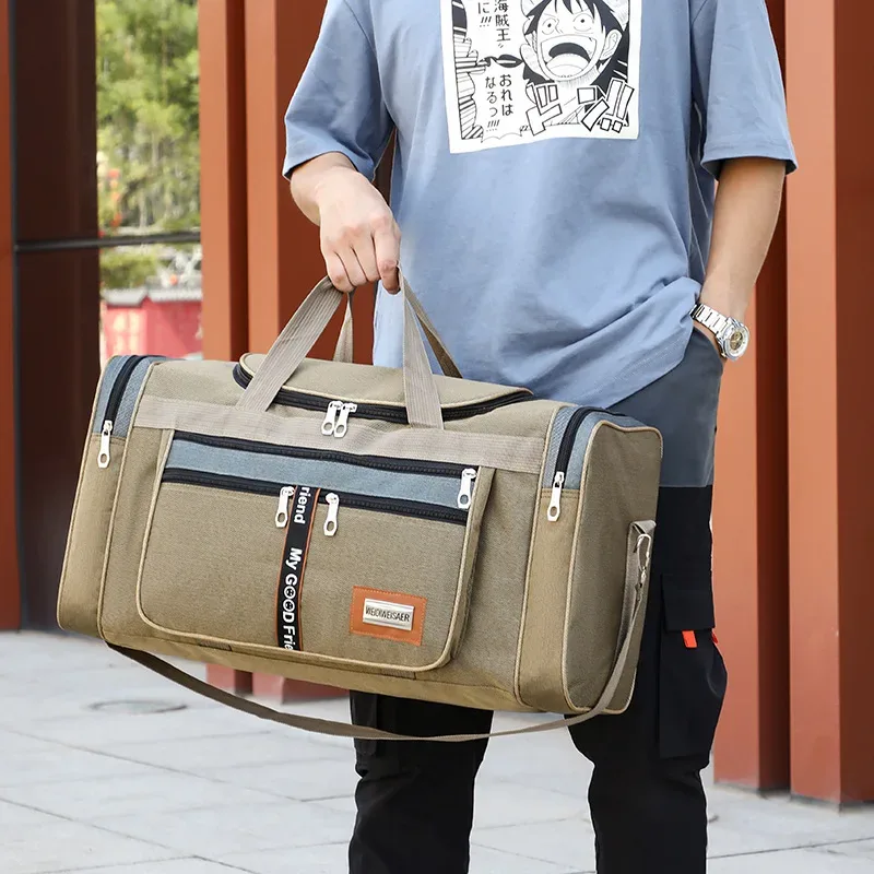 sac de voyage grande capacité, sac à main portable, bagage de transport en plein air, pratique, sacs de sport de week-end pour hommes, lettres aléatoires