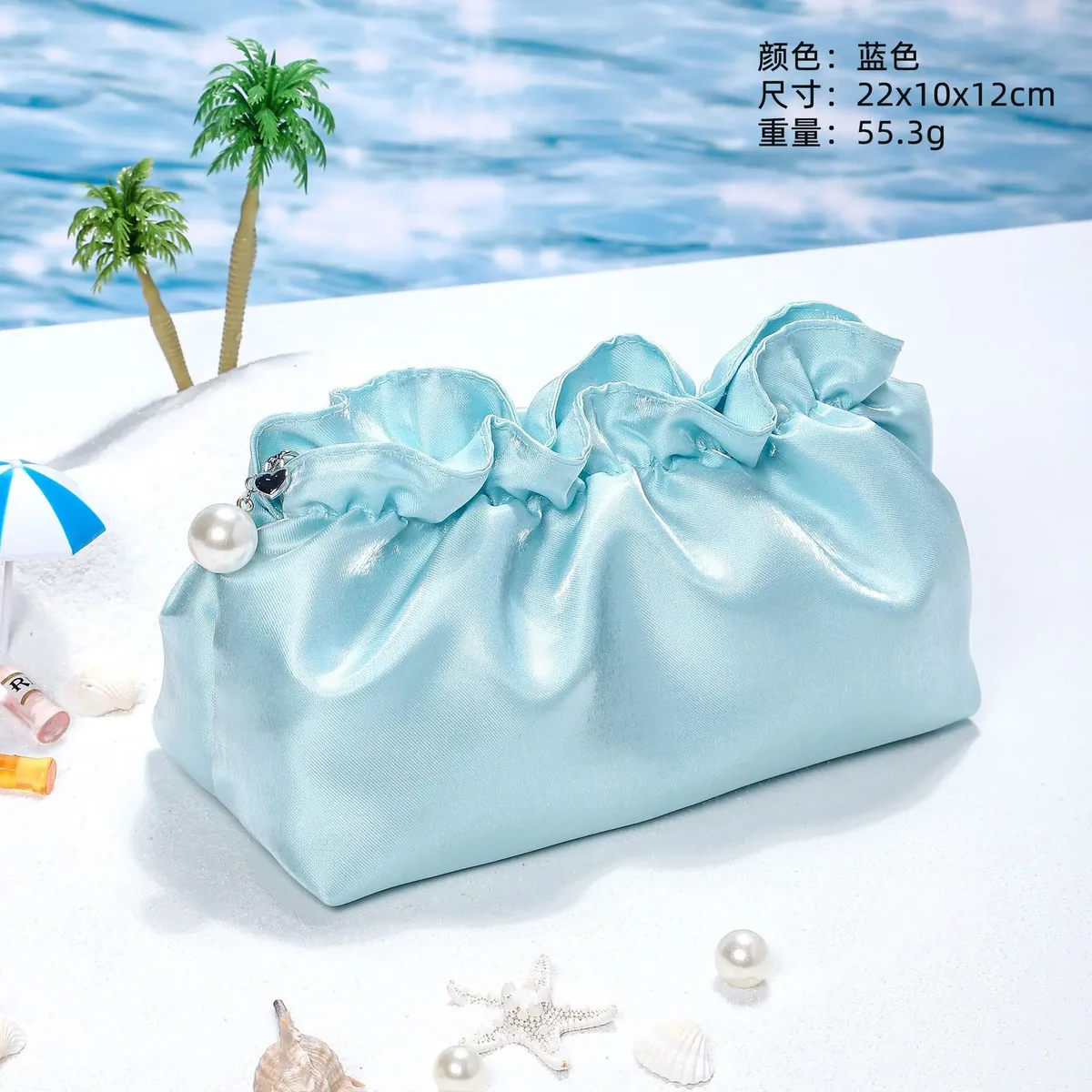 sac de maquillage soyeux de haute qualité, sac de voyage portable en nuage plissé haut de gamme pour femmes, sac de lavage et de rangement de cosmétiques 2025