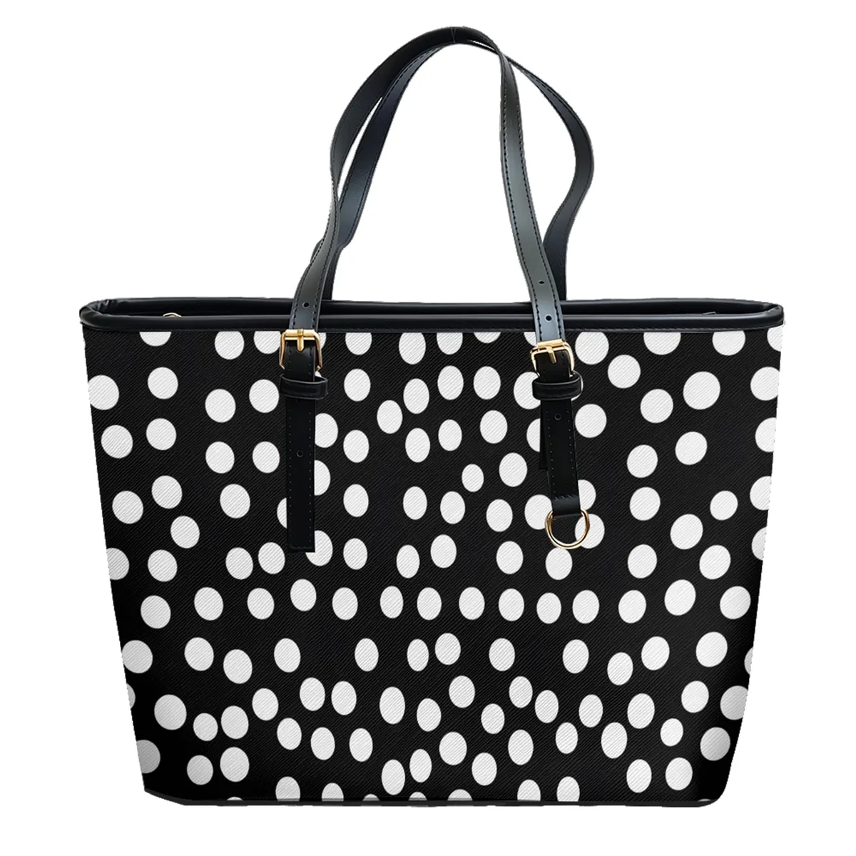 sac à bandoulière en cuir pvc oxford imprimé à pois, fourre-tout léger à fermeture éclair, minimaliste, usage quotidien, sac à main convertible pour le travail et le week-end
