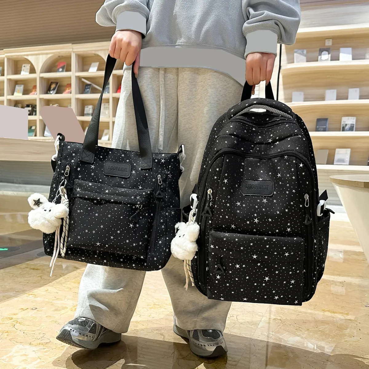 sac à dos holographique brillant ciel étoilé pour adolescentes, idéal pour l'école, avec estampage à chaud, cadeau pour amies et famille