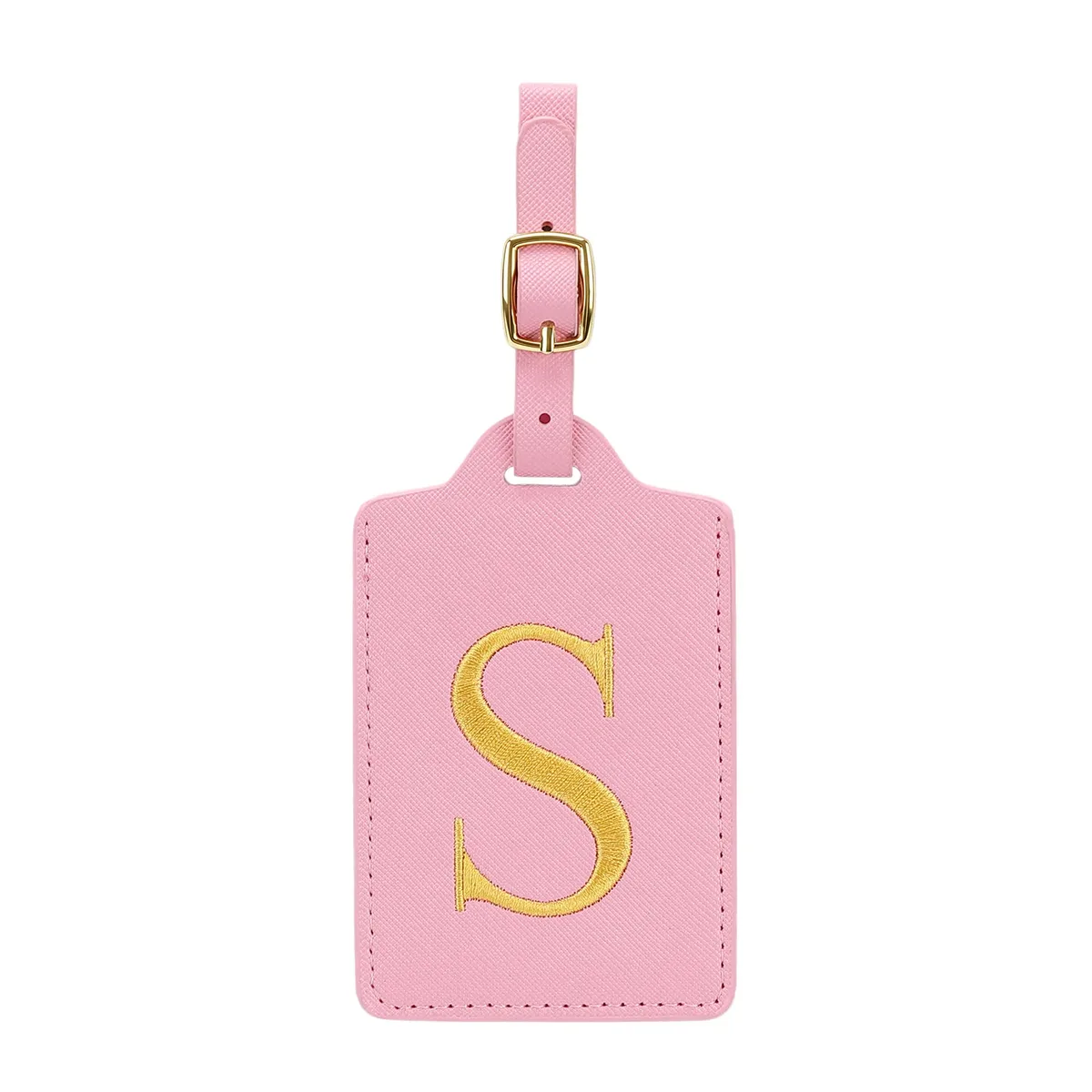 étiquettes de bagages miyin 26 lettres en cuir pu pour valises, protection de la vie privée, accessoires de voyage essentiels, rose