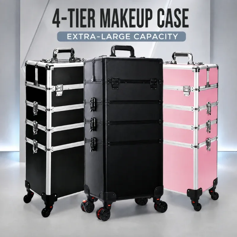 valise de maquillage professionnelle multicouche à combinaison libre, grande capacité, portable, pour cosmétiques, ongles, tatouages, beauté et voyage