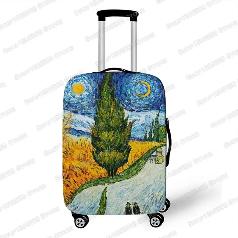 gustability-juste de valise de voyage pour femme, peinture à l'huile klimt, van gogh, nuit étoilée, housses avec housse anti-poussière élastique
