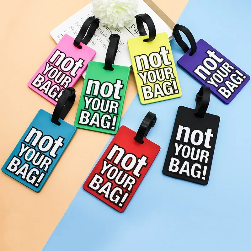 étiquettes de bagage en silicone portable, étiquette de valise, style dessin animé, lettre créative, accessoires de voyage mignons, pas votre sac, mode