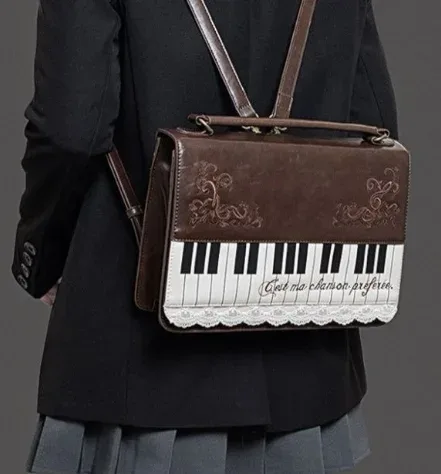 piano marron carré sac de messager sac à dos femmes harajuku vintage poignée sacs à bandoulière dames fée noyau esthétique sac à main 2025