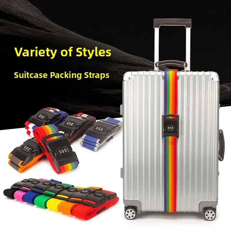 sangle de bagage en polypropylène, ceinture d'emballage arc-en-ciel antivol, accessoires pour valise de cabine, attache de sac