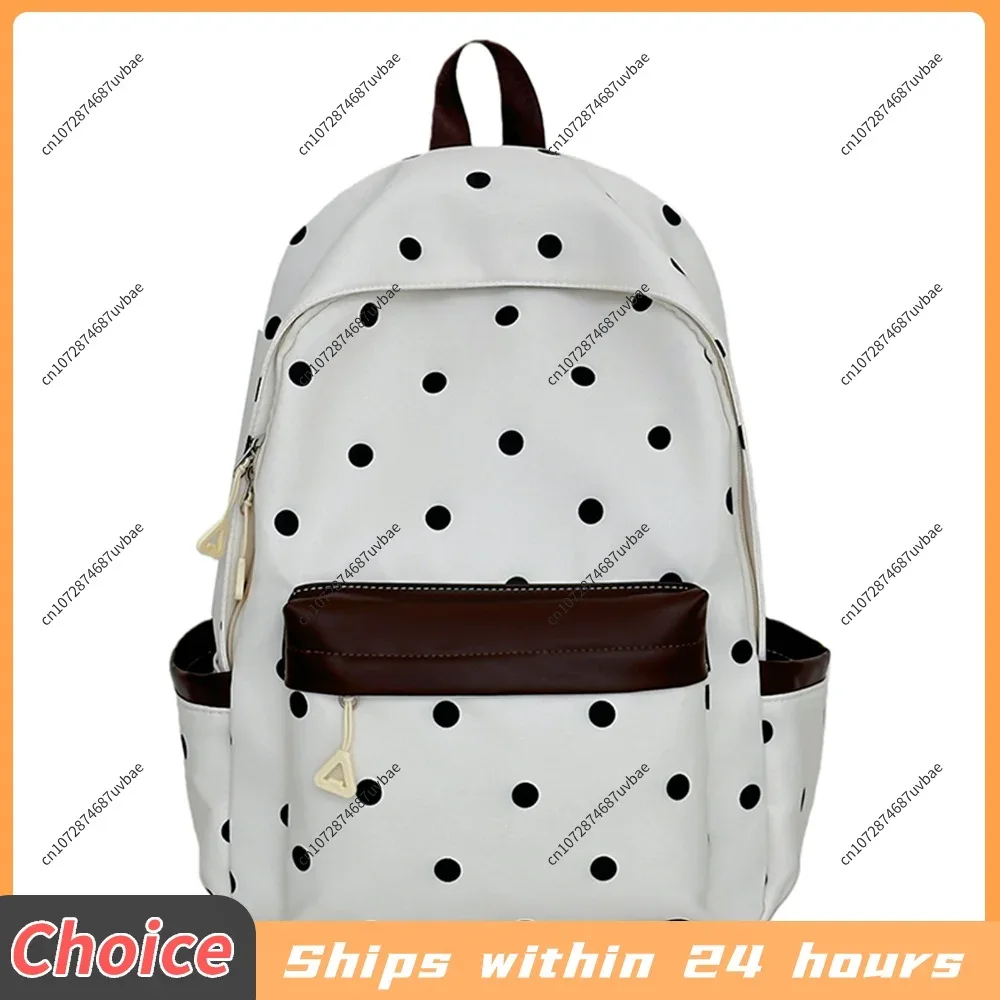 sac à dos esthétique à pois style preppy, sac à dos scolaire mignon et décontracté pour les étudiantes du primaire et du collège