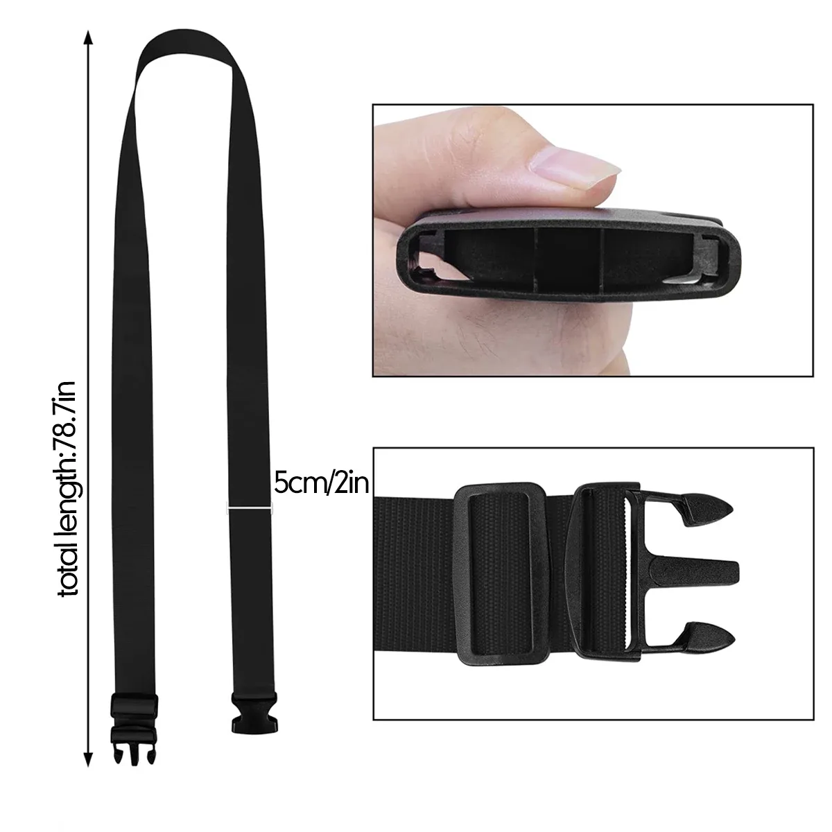 ceinture serrage sac roulettes tissu noir polypropylène régulable accessoire voyage sangles larges boucle rapide