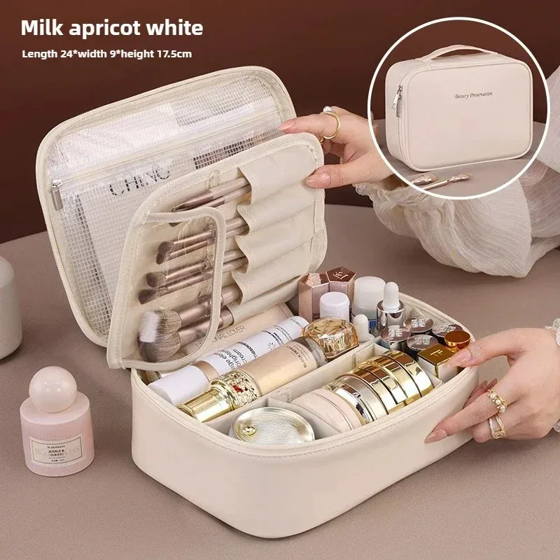 nouvelle trousse de toilette pour femme, sac de rangement portable, grande capacité, trousse de maquillage de luxe, organiseur de voyage, accessoires essentiels