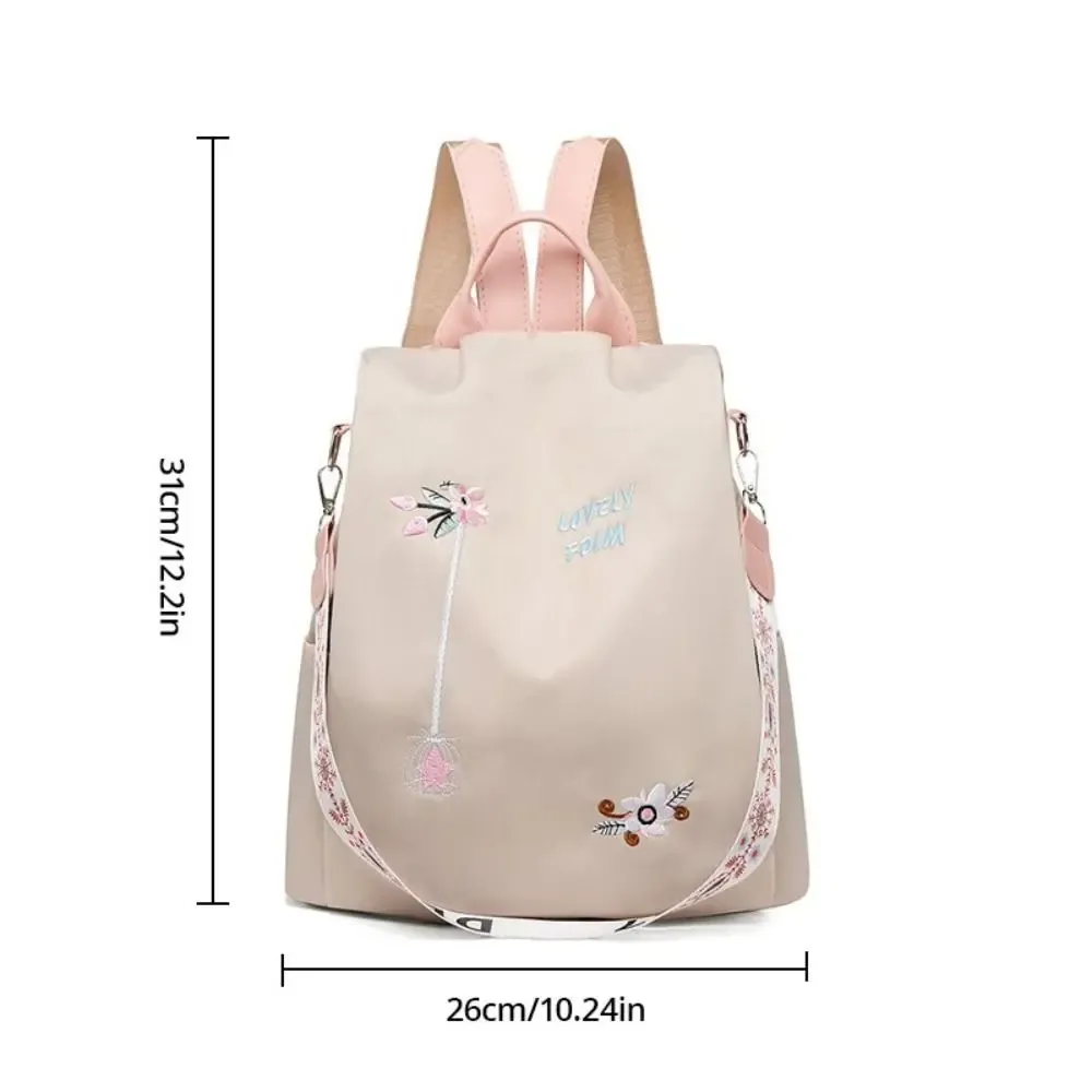 oxford – sac à dos étanche pour femmes, sac d'école antivol, broderie de styliste, grande capacité, sac à main de voyage à bandoulière
