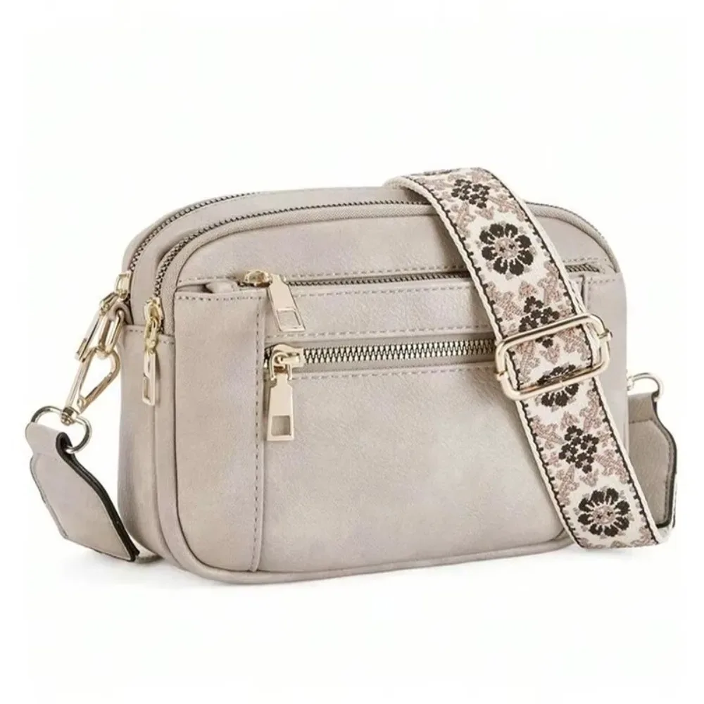 sac à bandoulière multifonctionnel rétro, fermeture éclair, sangle réglable, petit sac carré