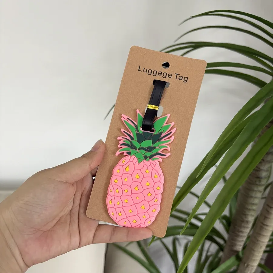 étiquette de bagage rose ananas flamant rose, étiquette de contrôle de voyage, carte d'information intégrée, carte arrière en carton disponible pour super, 1/2 pièces
