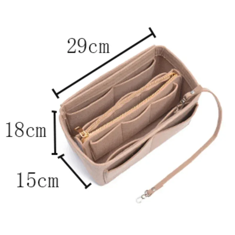 sac de rangement de maquillage multifonctionnel de grande capacité, doublure en tissu feutré, insertion de voyage, sac portable dans le sac, organisateur de cosmétiques