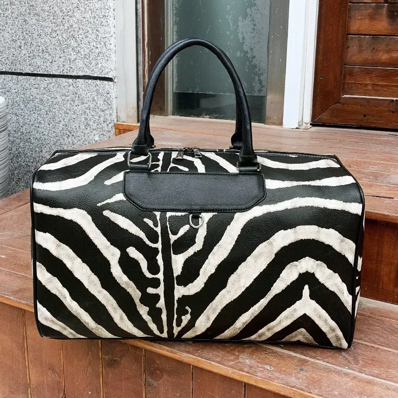 sac de voyage de mode sacs à main pour femmes grande capacité en cuir imprimé à rayures sac de sport grand fourre-tout week-end sac de sport de nuit pour les femmes