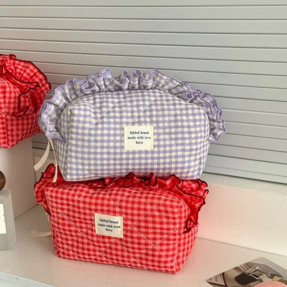 trousse de maquillage créative à volants, sac cosmétique portable multifonctionnel avec fermeture éclair, grande capacité, organisateur de toilette de voyage