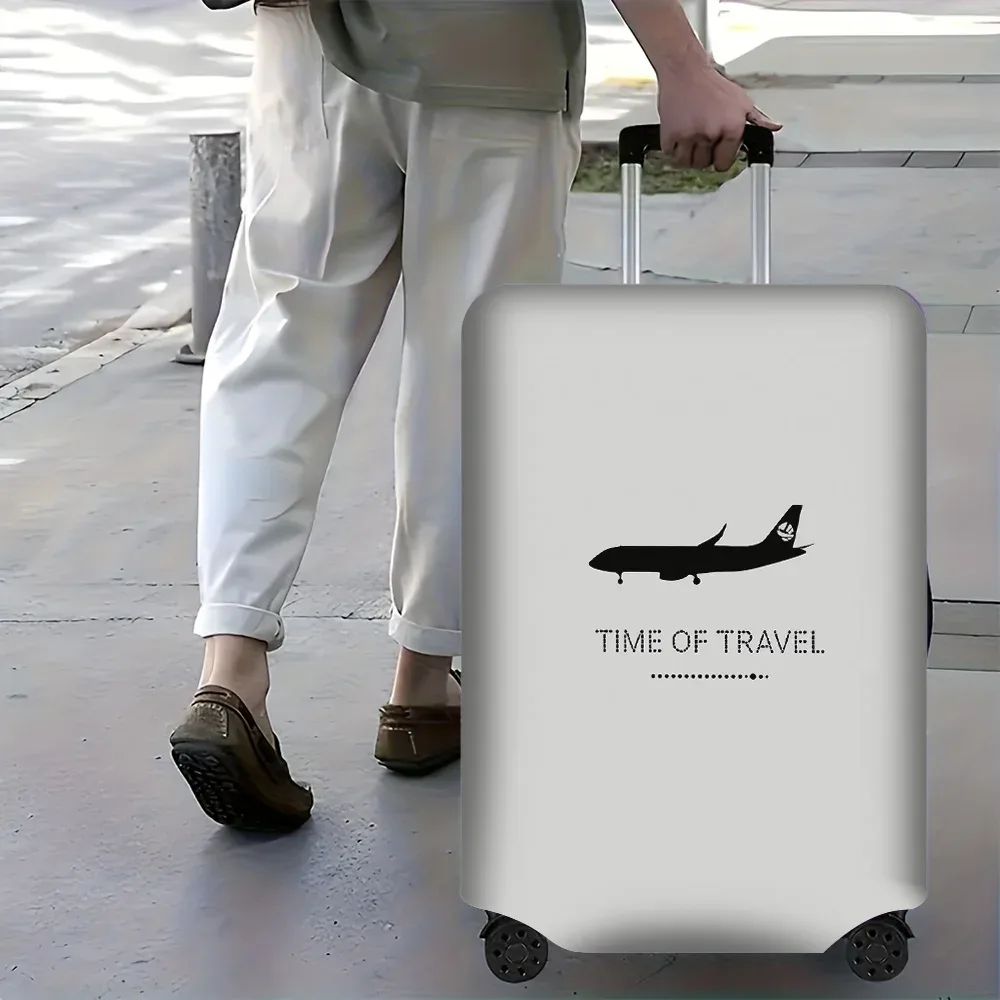 housse valise polyester protection voyage gris bleu noir minimaliste imprimé avion anti poussière élastiques