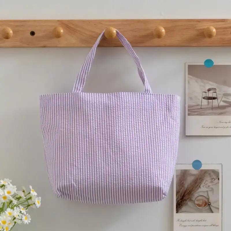sac voyage tissu non tissé rayures blanc noire bleu clair capacité grande polyvalent sortie travail